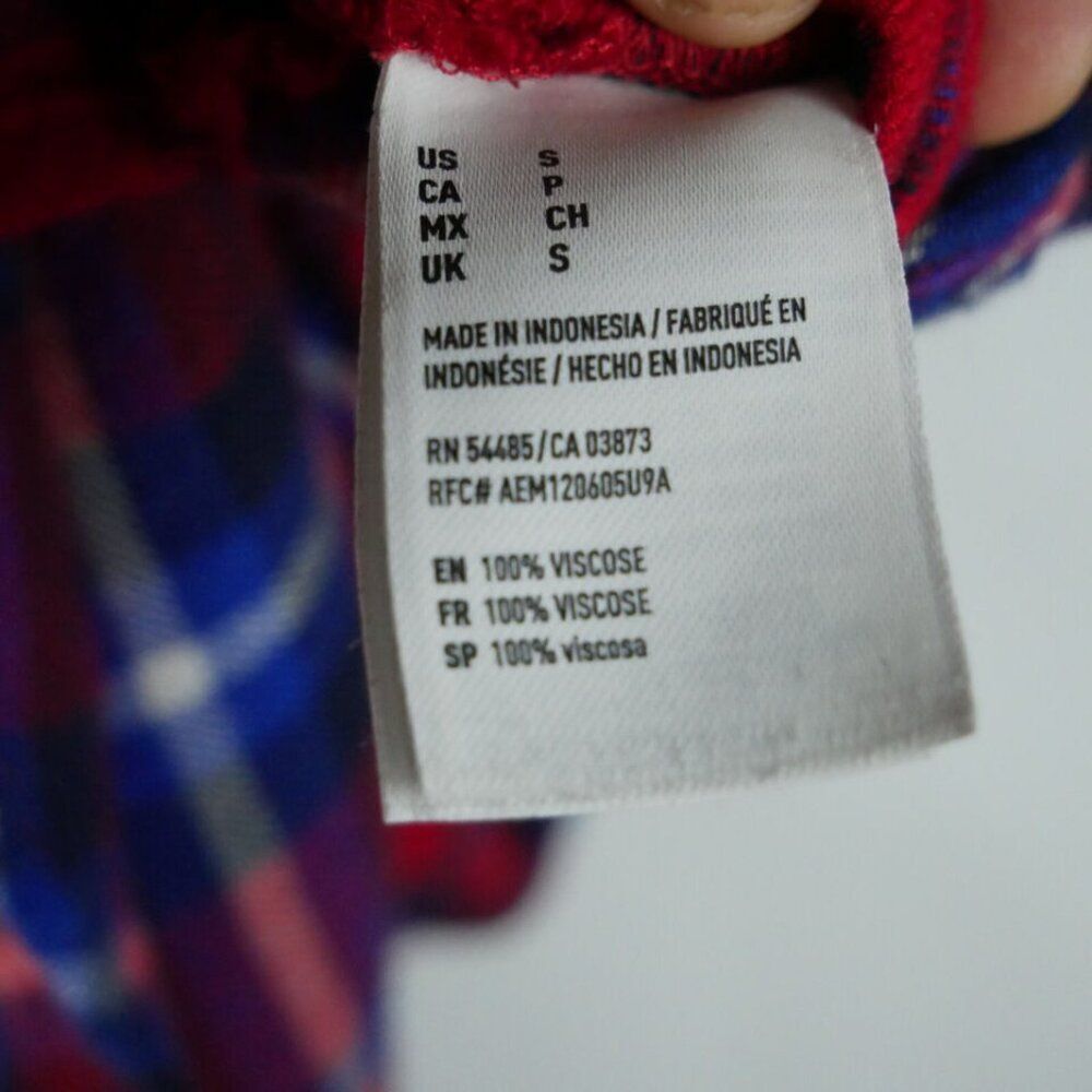 American Eagle Women's Size S Flannel Shirt Boyfriend Fit Soft Plaid Red - Picture 5 of 13